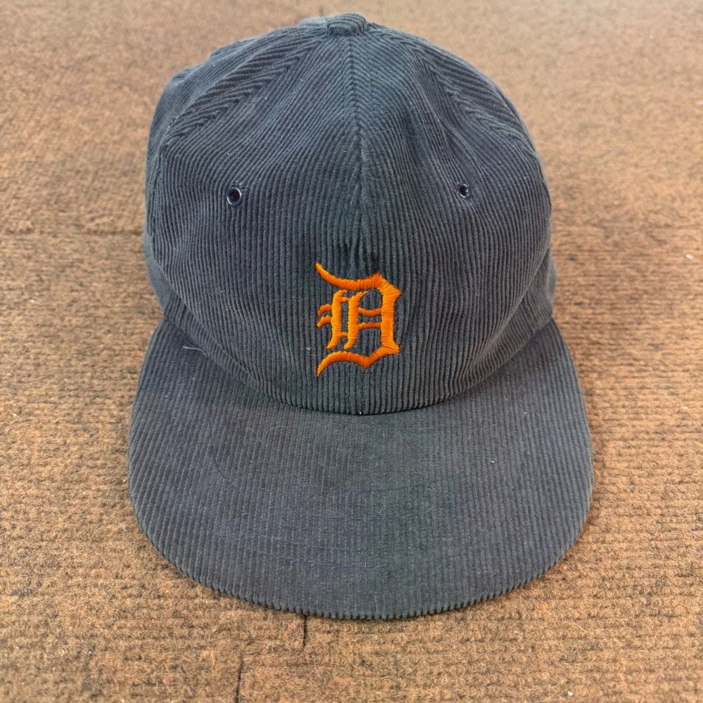 Ball Park Franks Detroit Tigers Corduroy Hat Navy Blue Snapback Green Underbrim